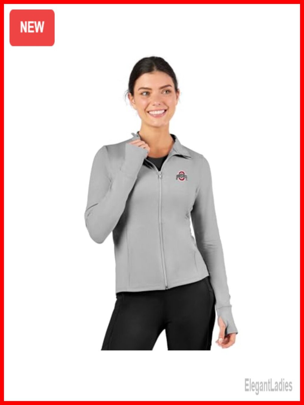 NCAA Womens Full Zip Track Jacket High Low Hem Thumbhole Sleeves Lightweight